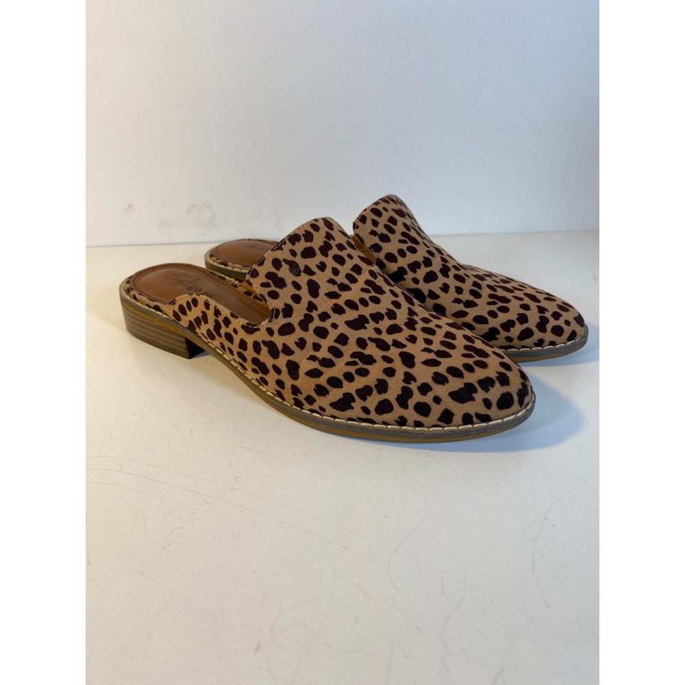 Indigo Rd Shoes Women's Size 8.5M Leopard Print Slip On Mule Loafer Cheetah Flat